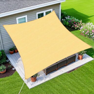 Amagenix Sun Shade Sail 16'X20' Curved Edge Outdoor Shade Canopy Sand Breathable 95% UV Block Shade Cloth for Patio Garden Backyard (We Make Custom Size)