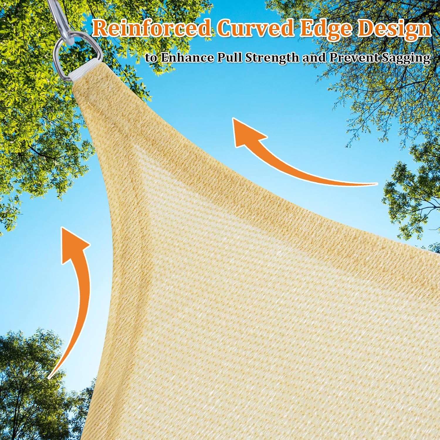 Shade&Beyond Triangle Sun Shade Sail 16'X16'X16' Permeable Canopy Sand for Patio Garden Yard Deck Pergola (We Make Custom Size) - Image 5