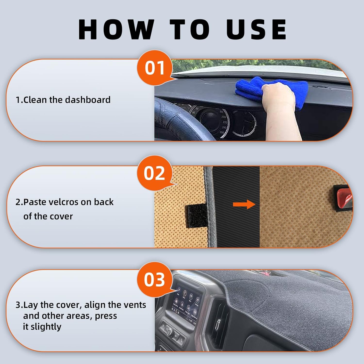 Dashboard Cover Dash Mat Fit for 2014-2009 Fo-rd F-150 (Without HUD Models),Car Dash Board Mat Anti-Glare Carpet,Non-Slip Pad Sunshield Protector (Grey) - Image 6